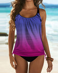 Augustus - Solid Tankini with Leopard Print