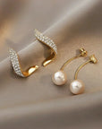 Crystal Plume Pearl Earrings