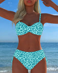 Two-Piece Swimsuit with Knot and Leopard Print