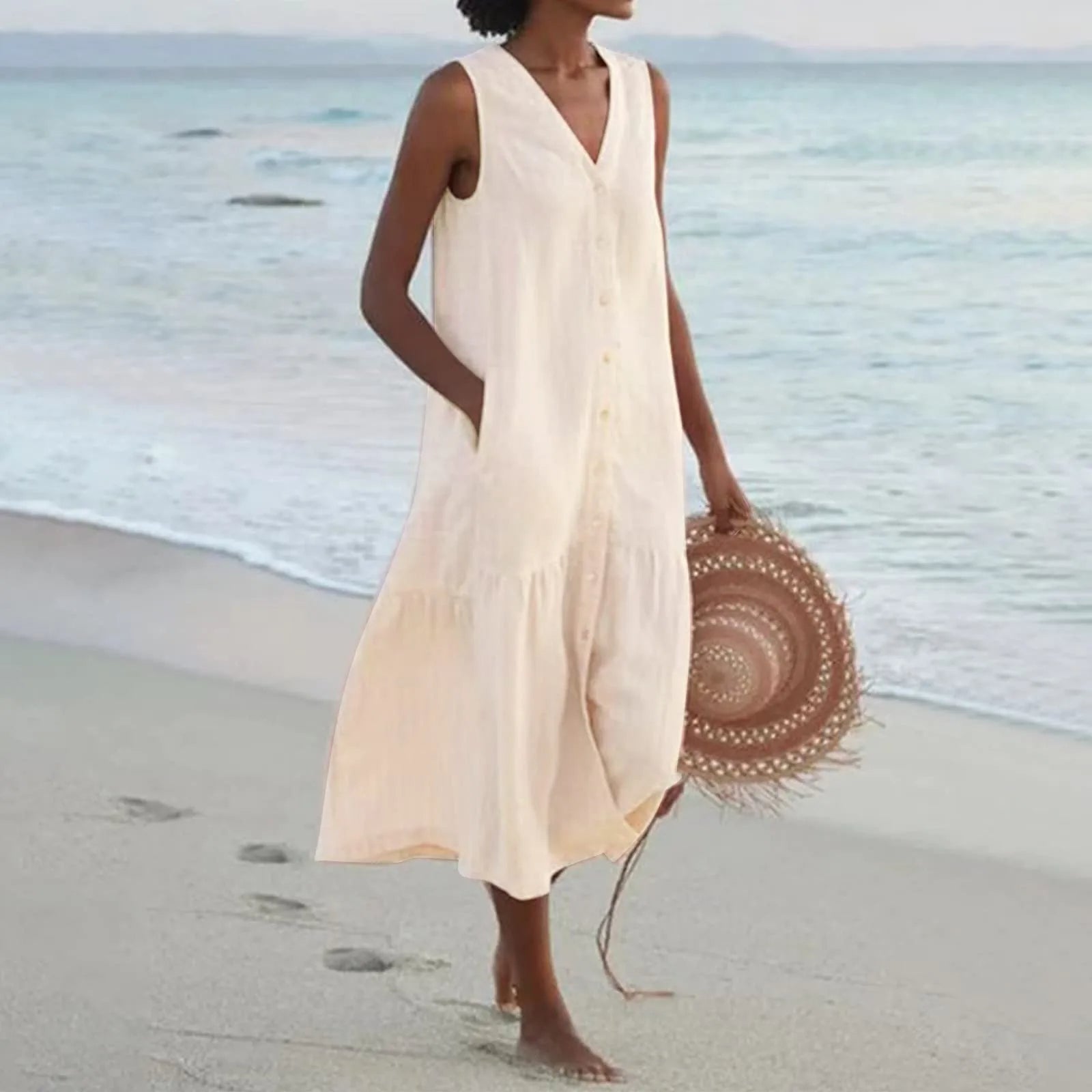 Samantha | Women Lena Summer V Neck Midi Dress