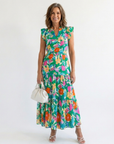 Lila | Floral V-Neck Tiered Midi Dress