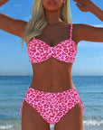 Two-Piece Swimsuit with Knot and Leopard Print