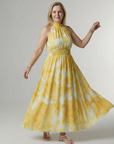 Sylin | Gathered Halter Midi Dress