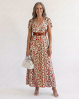 Lyra | Elegant Floral V-Neck Midi Dress