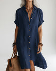 Timéa™ — Midi Shirt Dress Breathable Parisian Elegance
