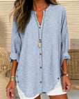 Isabella | Women’s Relaed Striped Button Blouse