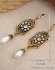 Vintage Golden Inlaid Pearl Earrings