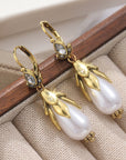 Vintage Botanical Pearl Earrings