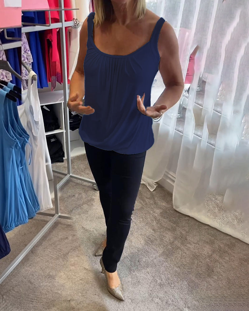 Marie | Pleated Real Relaxed Sleeveless Top