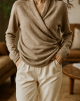 Natalie | Women’s Winter Wrap V Neck Knit Sweater