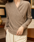 Natalie | Women’s Winter Wrap V Neck Knit Sweater