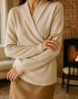 Natalie | Women’s Winter Wrap V Neck Knit Sweater