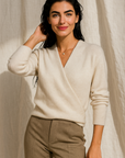 Natalie | Women’s Winter Wrap V Neck Knit Sweater