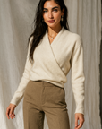 Natalie | Women’s Winter Wrap V Neck Knit Sweater