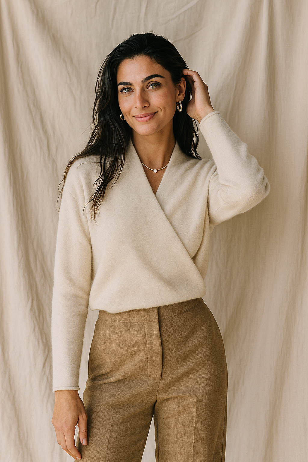 Natalie | Women’s Winter Wrap V Neck Knit Sweater