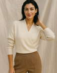 Natalie | Women’s Winter Wrap V Neck Knit Sweater