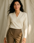 Natalie | Women’s Winter Wrap V Neck Knit Sweater