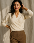 Natalie | Women’s Winter Wrap V Neck Knit Sweater