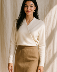 Natalie | Women’s Winter Wrap V Neck Knit Sweater