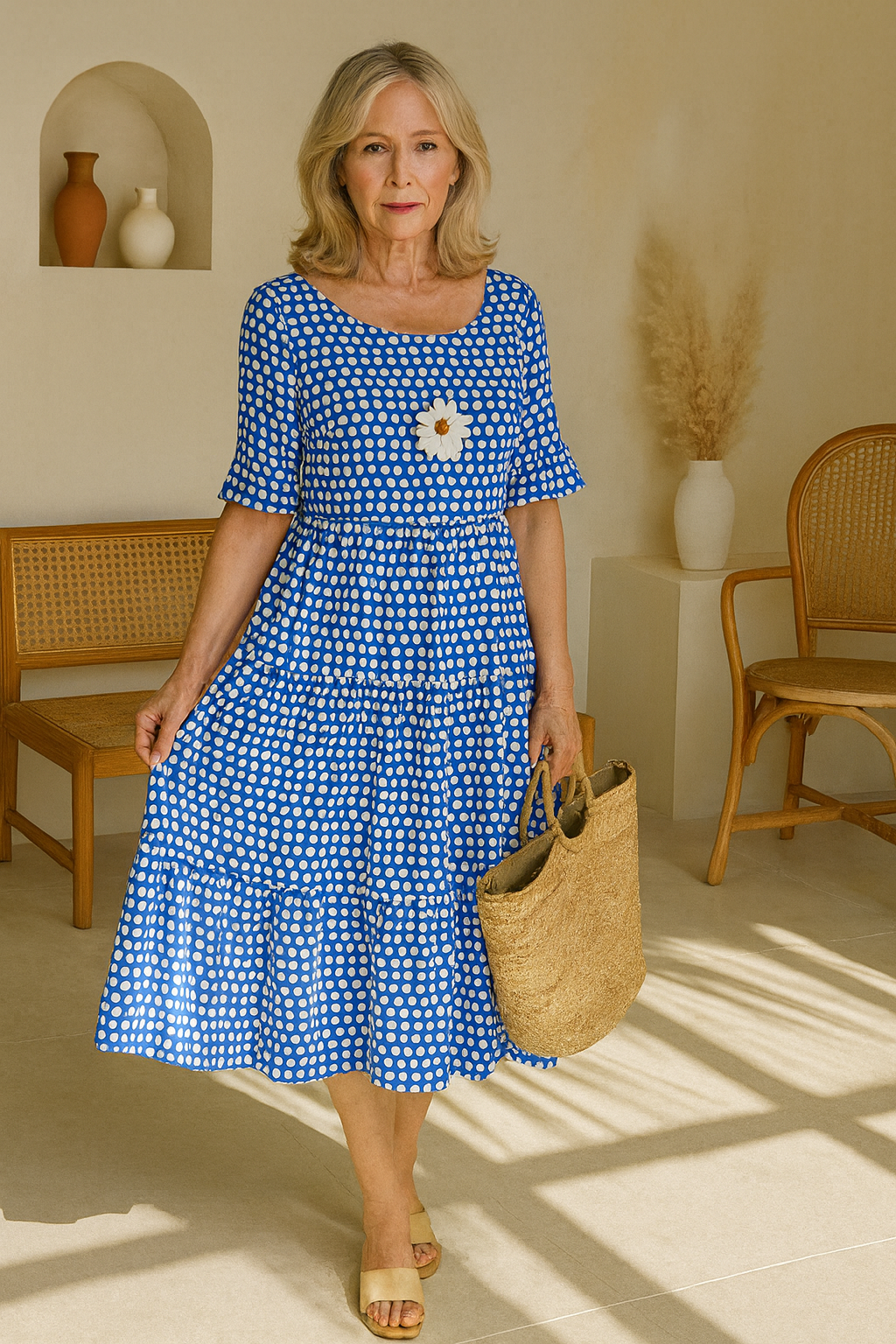 Noémie™ — Elegant Natural Midi Dress