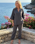 Georgiana | V Neck Tunic Gathered Trouser Set
