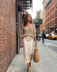 Luciana | Bias Fall Satin Skirt Knit Layer Set
