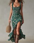 Maya™ | Boho Retro Ruffled Sleeves High Slit Maxi Dress