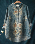 Nina | Women's Vintage Ethnic Floral Art Print Casual  Shirt