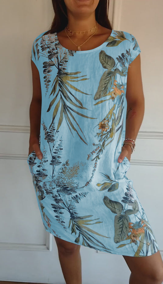 Gabriella | Women Casual Leaf Print Summer Dress