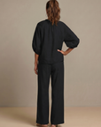 Natalia | Zip Front Blouson Top Wide Leg Set