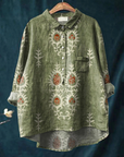 Nina | Women's Vintage Ethnic Floral Art Print Casual  Shirt