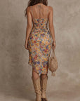 Aura™ | Boho Floral Ruched Midi Dress