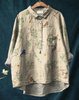 Lorelai | Boughs And Robin Birds Pattern Printed Women's Casual  Shirt