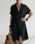 Timéa™ — Midi Shirt Dress Breathable Parisian Elegance