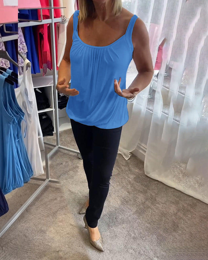 Marie | Pleated Real Relaxed Sleeveless Top