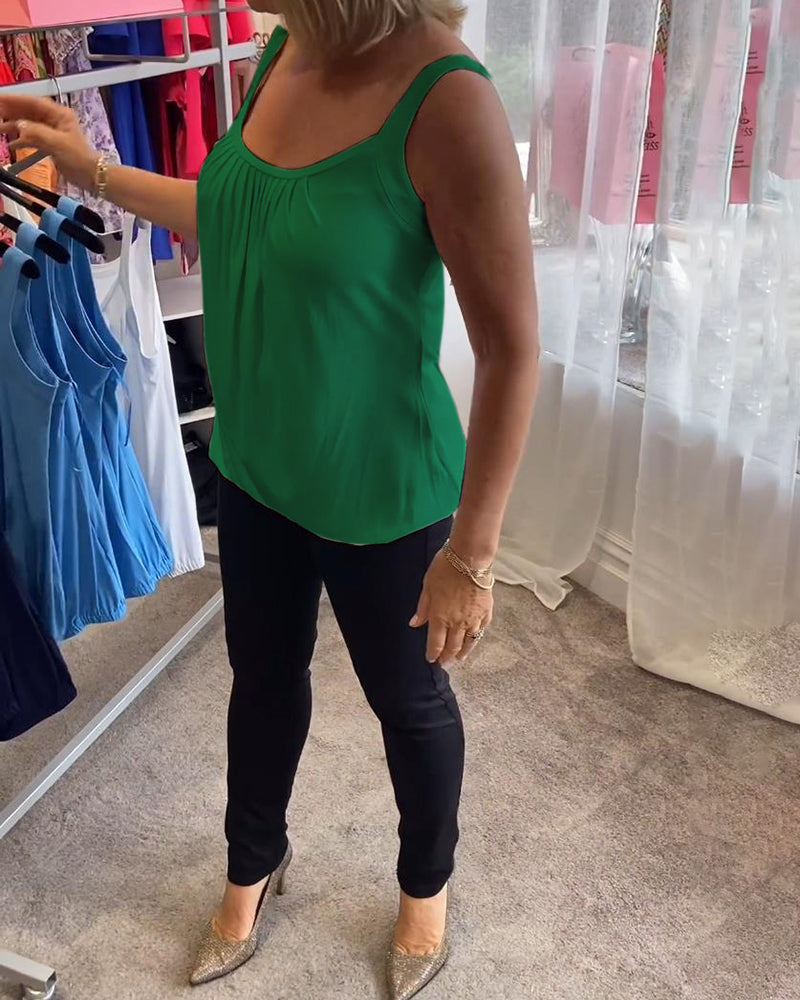 Marie | Pleated Real Relaxed Sleeveless Top