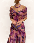 Karen | Long Floral Dress with V-Neck