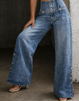 Mia | High Waist Slit Jeans