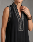 Velmira | Embroidered V Neck Sleeveless Wide Leg Jumpsuit