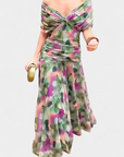 Karen | Long Floral Dress with V-Neck