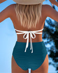 Lily | High Waisted Double Strap Swimsuit with Contrast Color