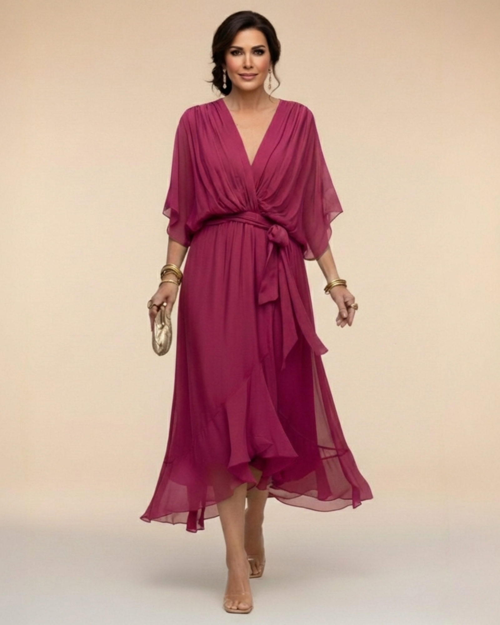 Margaret | Chiffon Dress with V-Neck
