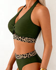 Ribbed Bikini Leopard Color Block