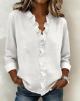 Susan | Blouse with Ruffles, V-Neck and Long Sleeves