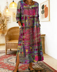 Manuela | Printed Dress with Ethnic Patchwork
