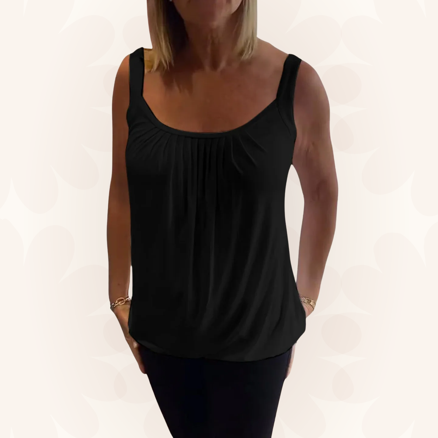 Marie | Pleated Real Relaxed Sleeveless Top