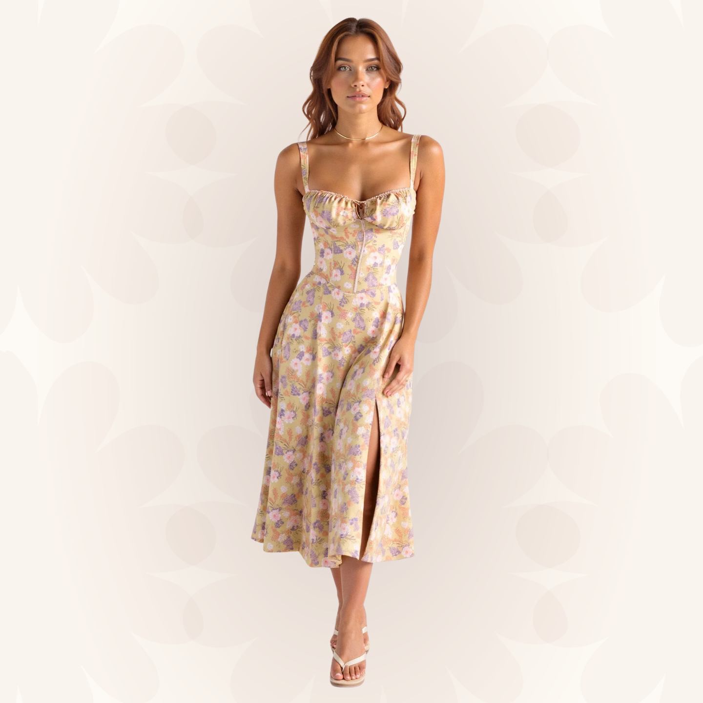 Samantha | Women’s Corset Midi Dress Flowing Skirt