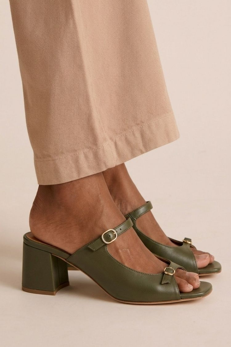 Thick Heels with Back Strap and Block Toe