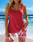 Two-Piece Tankini Body Covering Printed Boxer