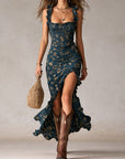 Maya™ | Boho Retro Ruffled Sleeves High Slit Maxi Dress